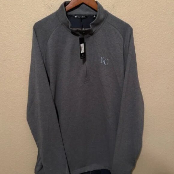 NWT Travis Mathew Men’s Grey Kansas City Royals Quarter Zip Pullover - Picture 1 of 4